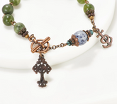 Connemara Marble Bronzetone Antiqued Mint Rosary Bracelet Large